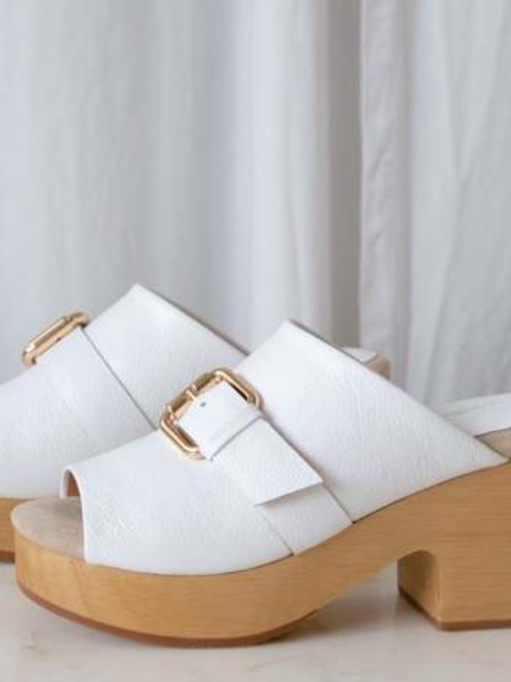 Rachel Comey White Leather Buckle Clog Mules - Picture 3 of 5